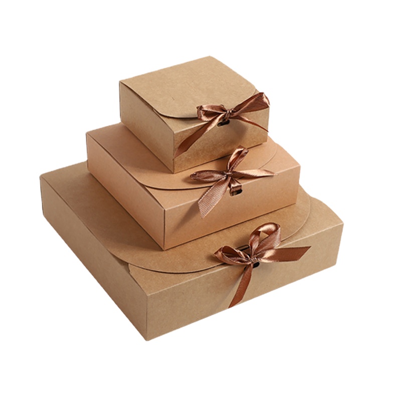 Event Party Box - 10/20/50pcs Square Kraft Paper Clamshell Gift