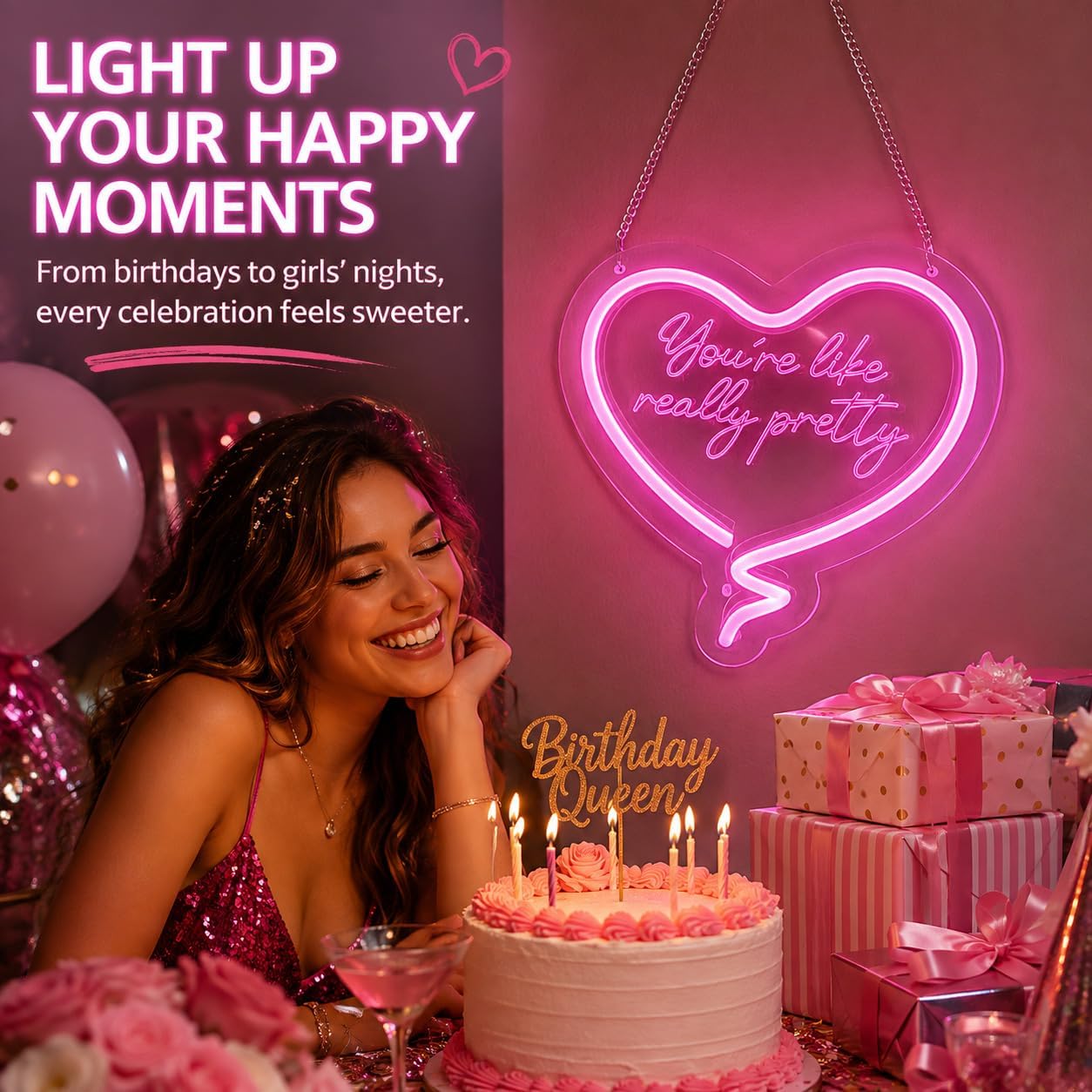 Pink Heart Neon Sign Youre Lik - Neon Sign Party 评论和价格