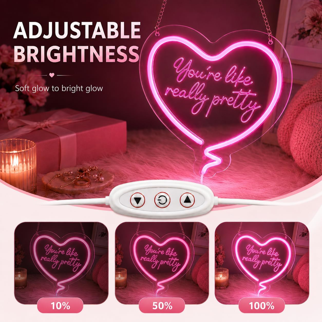 Pink Heart Neon Sign Youre Lik - Neon Sign Party 评论和价格