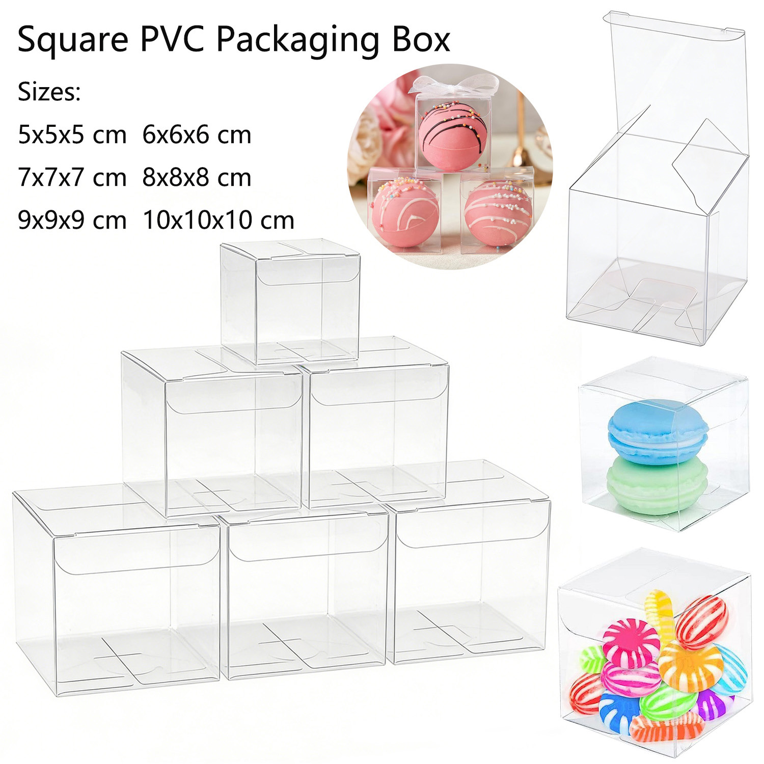 10-50Pcs Square Clear PVC Fold - Event Party Box 评论和价格