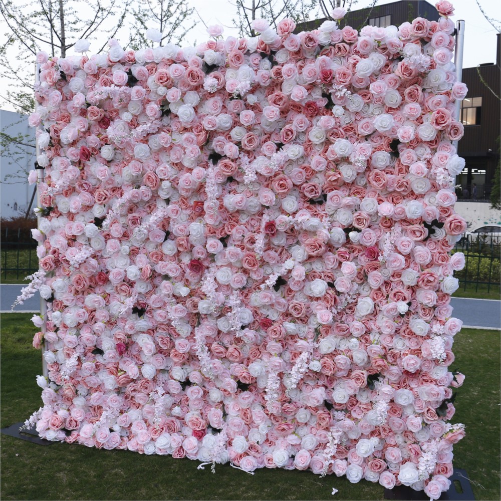 Uflower 5D Pink White Rose Clo - Flower Wall Panel 评论和价格