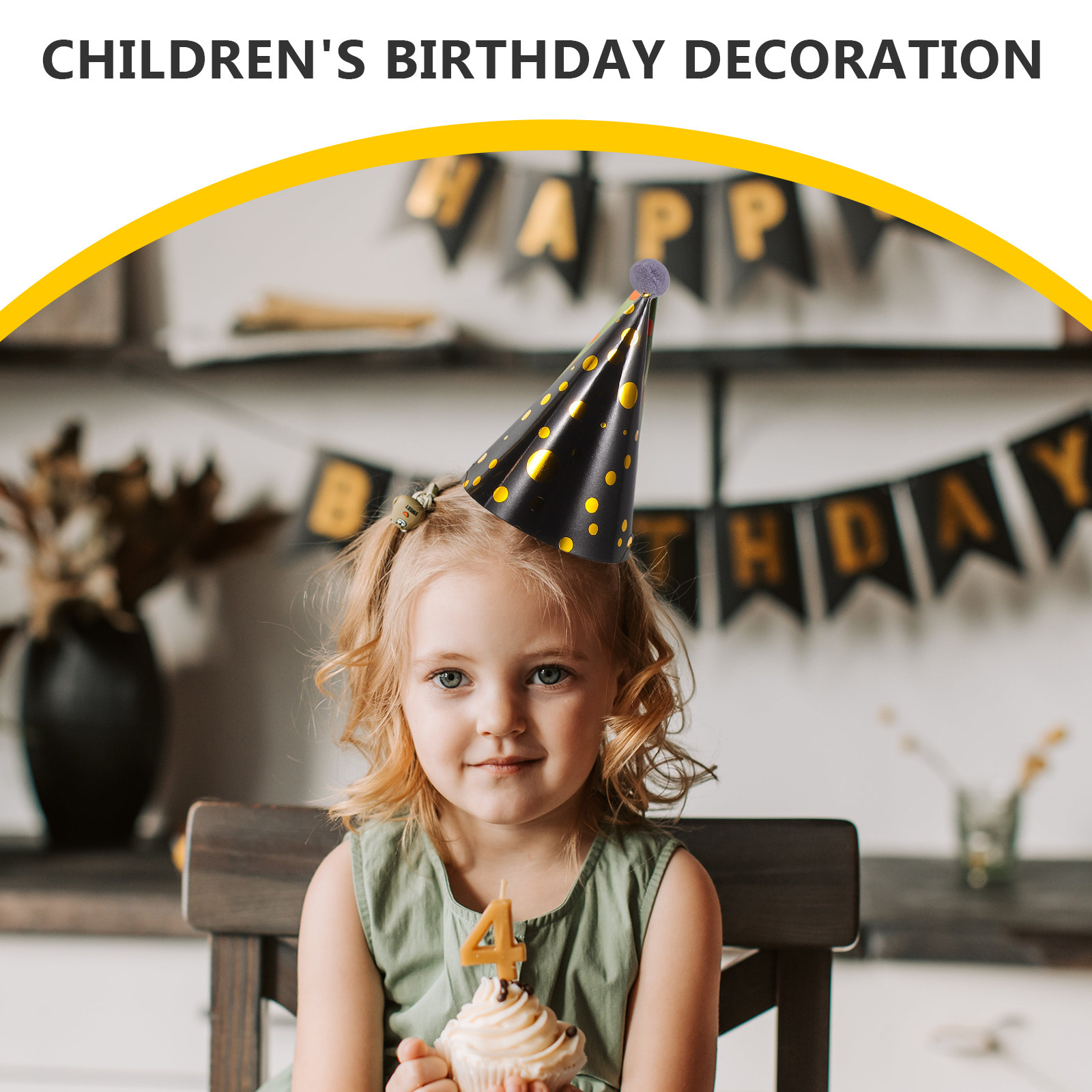 3Pcs Gold Foil Accented Paper  - Party Hat Cone 评论和价格