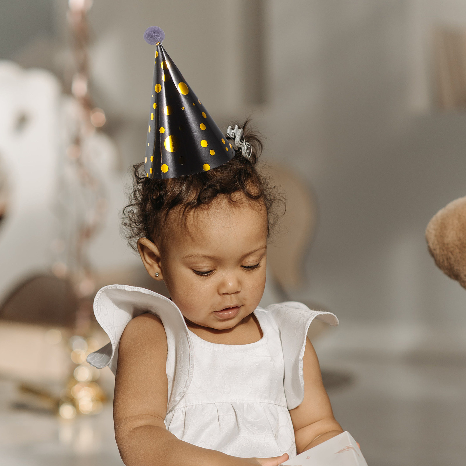 3Pcs Gold Foil Accented Paper  - Party Hat Cone 评论和价格