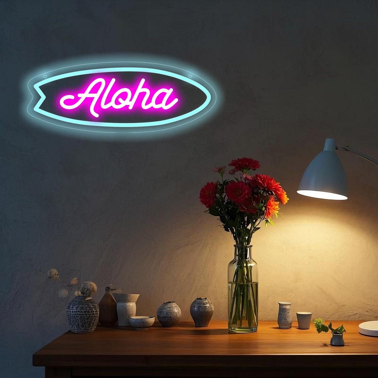 Aloha Surfboard Neon Sign Trop - Neon Sign Party 评论和价格